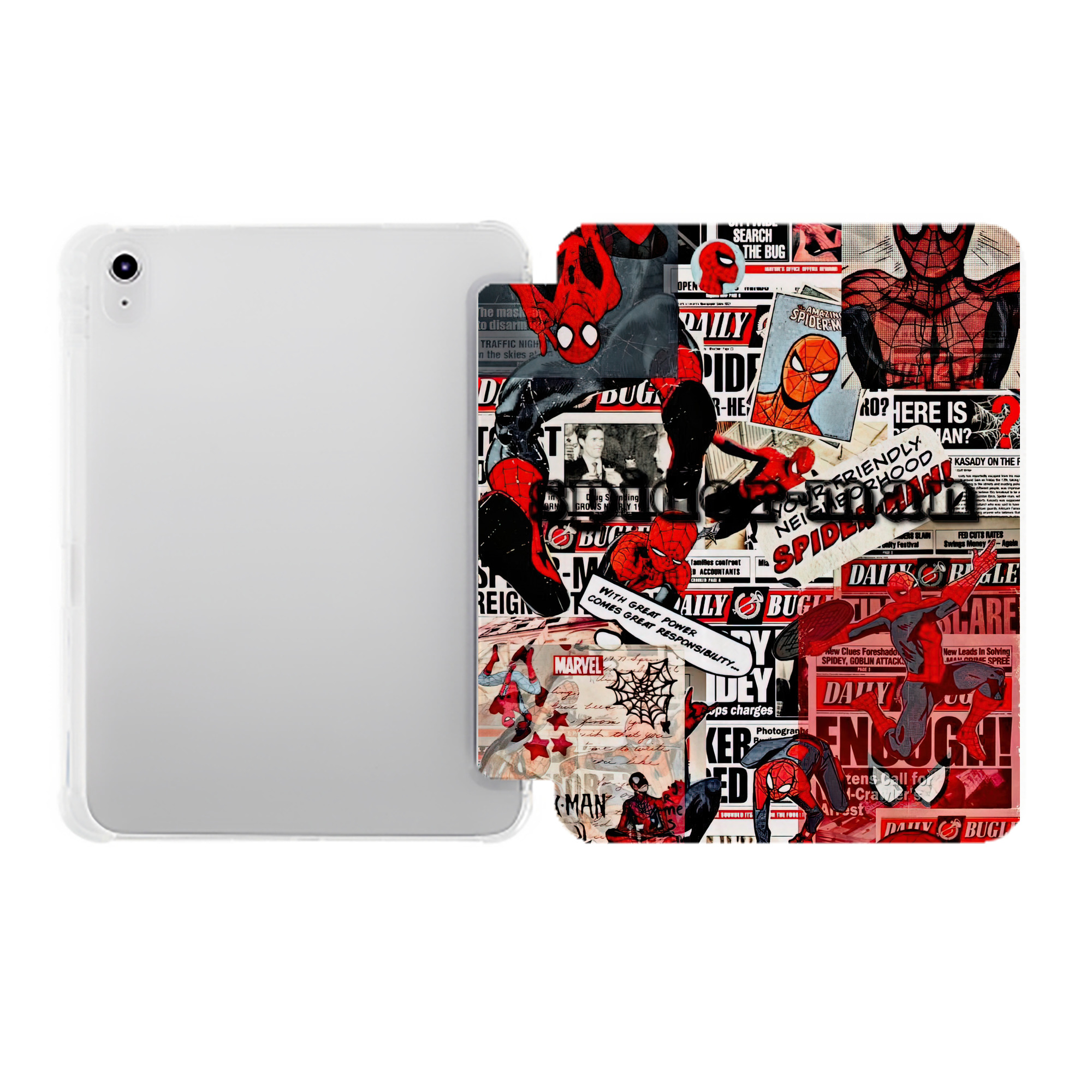 （画像用） Spider Man スパイダーマン IPad ケース ペン収納付き 三つ折りスタンド PUレザー×シリコン 対応機種9.5/10.5/10.9インチ